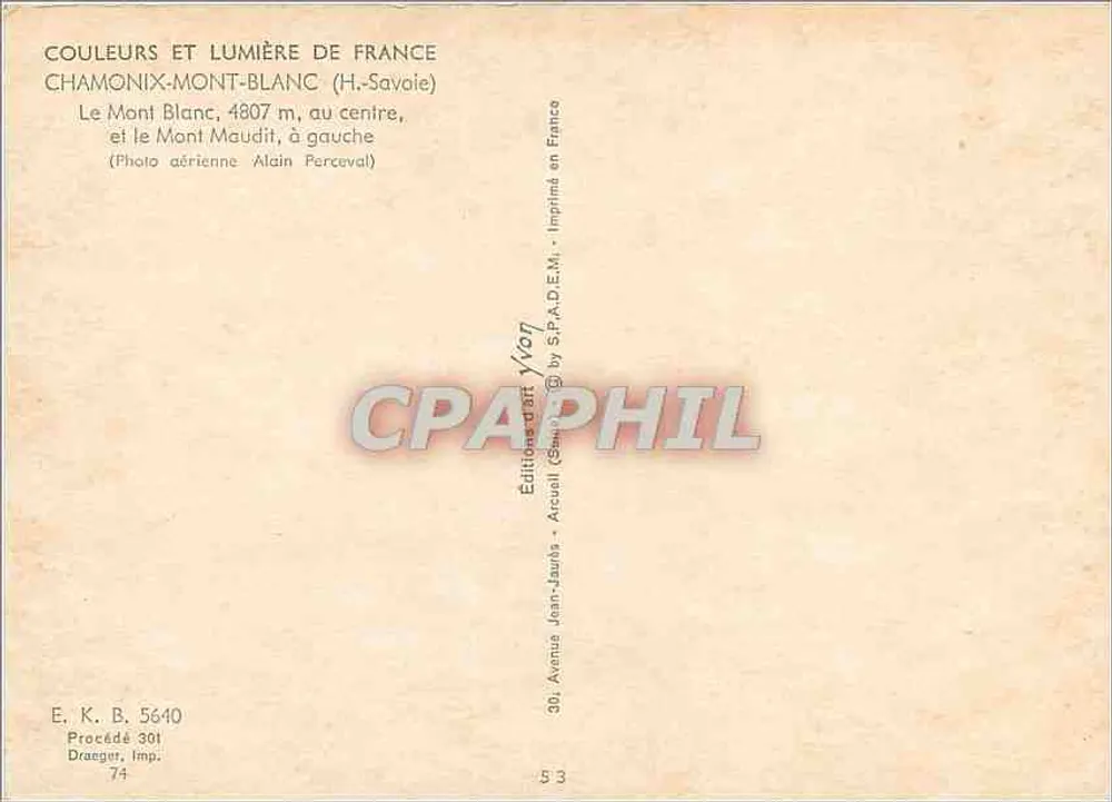 Mont Blanc — Mont Maudit links — Éditions Jean-Jaoule - Rückseite