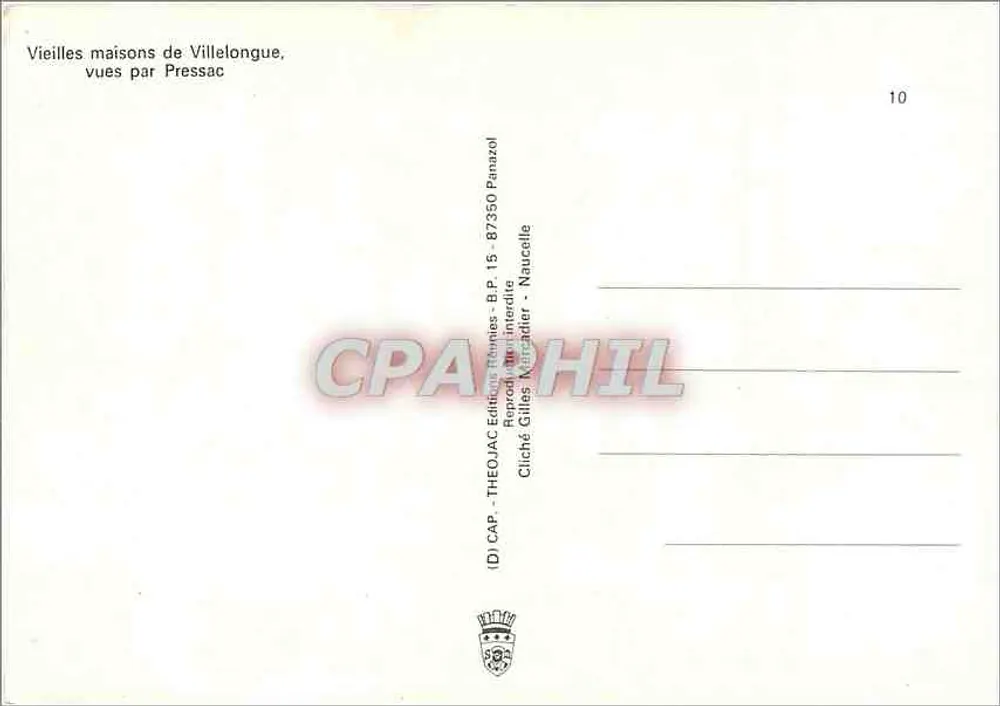 Alte Häuser in Villelongue — Ansichten von Pressac — Editions Théo Jac - Rückseite