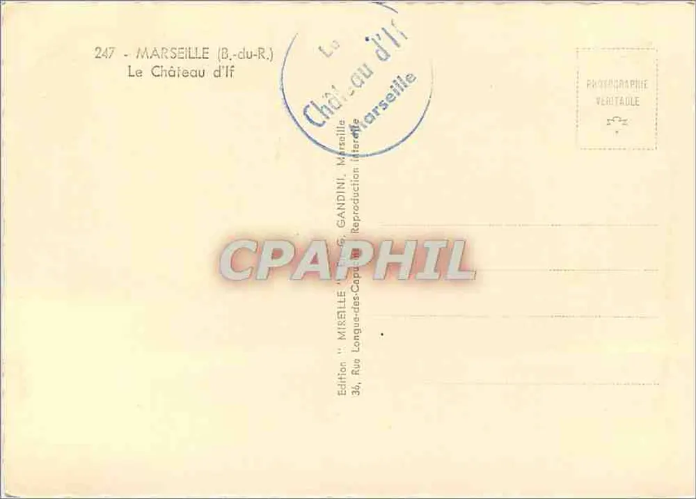 O Castelo d'If — Marselha (B.-du-R.) — Edição Mireille - Verso