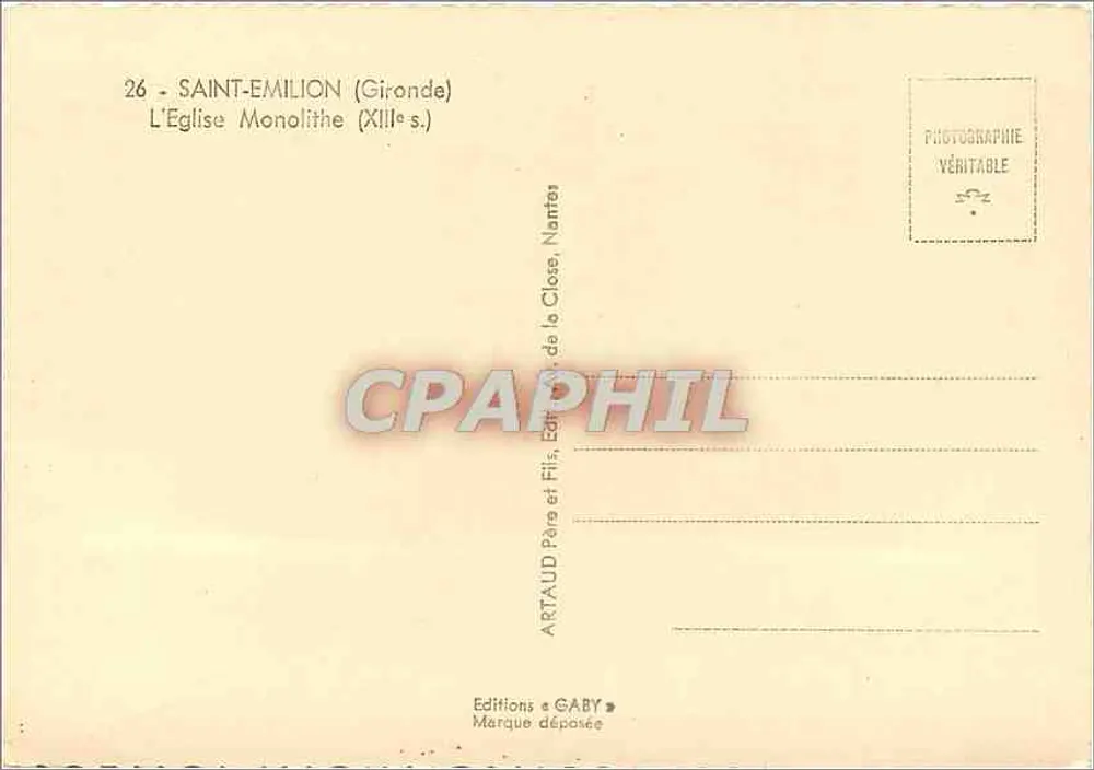 Saint-Émilion — Chiesa monolitica (XIII secolo) — Edizioni Gaby, Nantes - Verso