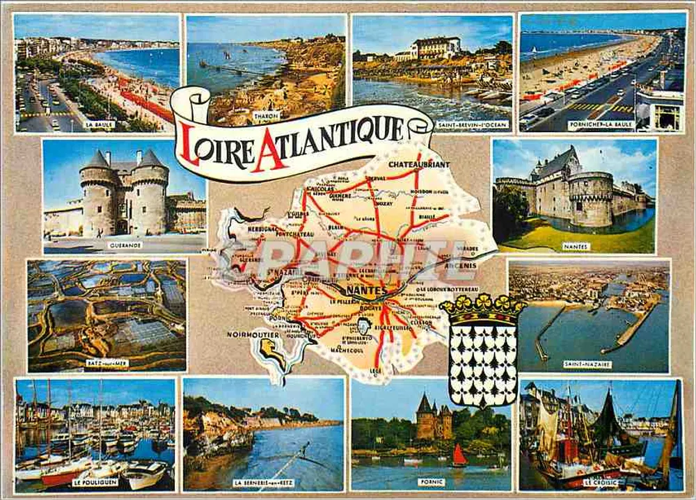 Loire-Atlântico — Carta postal panorâmica com mapa e locais — Editores ST. Nazaire & Cie - Nantes - Frente