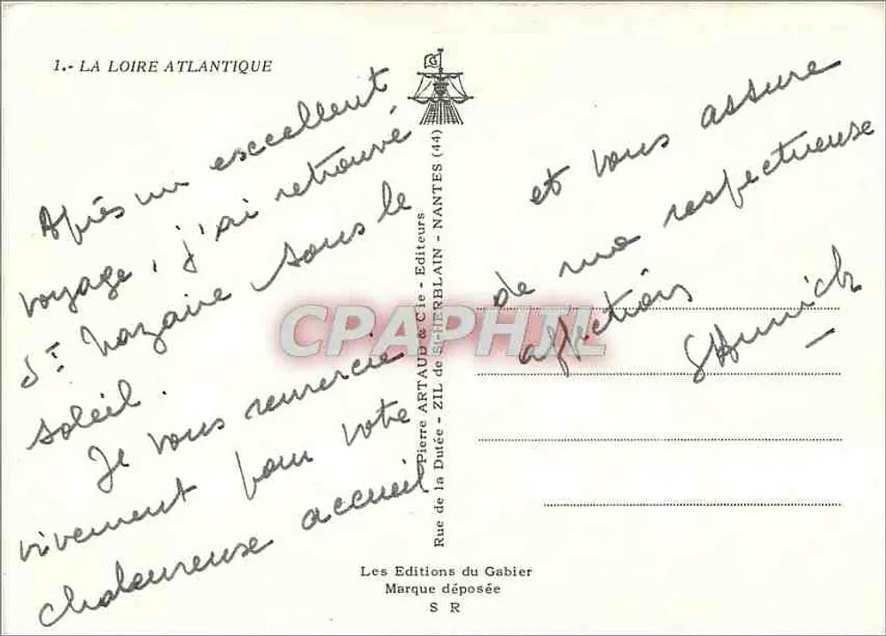 Loire-Atlântico — Carta postal panorâmica com mapa e locais — Editores ST. Nazaire & Cie - Nantes - Verso
