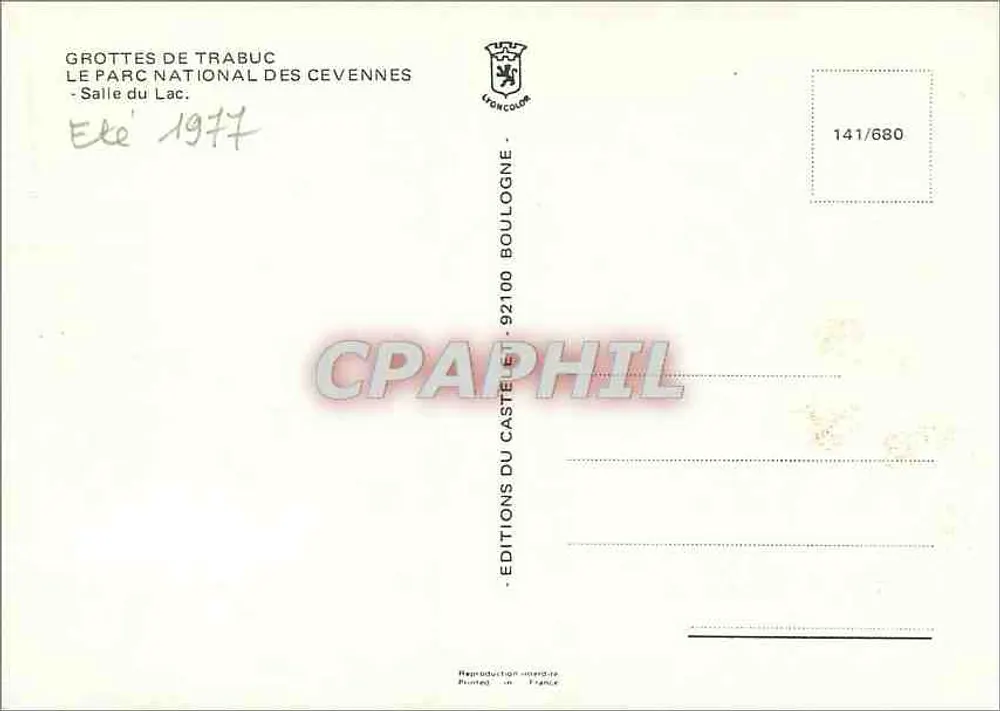 Trabuc-Höhlen — Saal des Sees — Editions du Castellet, Boulogne - Rückseite