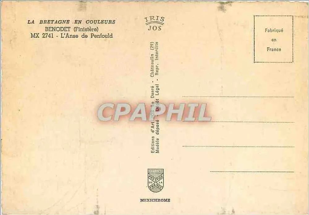 A Ense de Penfould — Benodet (Finistère) — Edições d'Art JOS - Verso