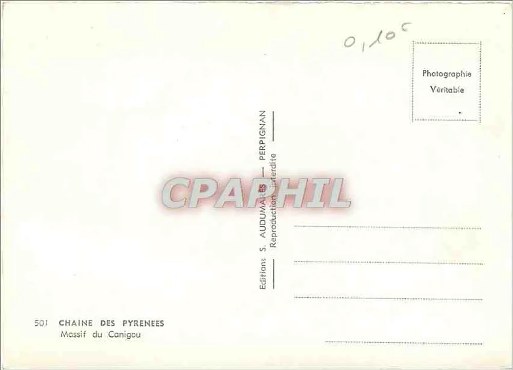 Massif van Canigou — Ketens van de Pyreneeën — Uitgave S. Audumates, Perpignan, n° 501 - Achterkant