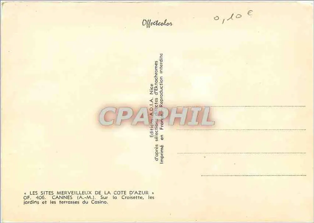 Cannes — Gärten und Terrassen des Casinos — Éditions ADIA, Nîmes - Rückseite