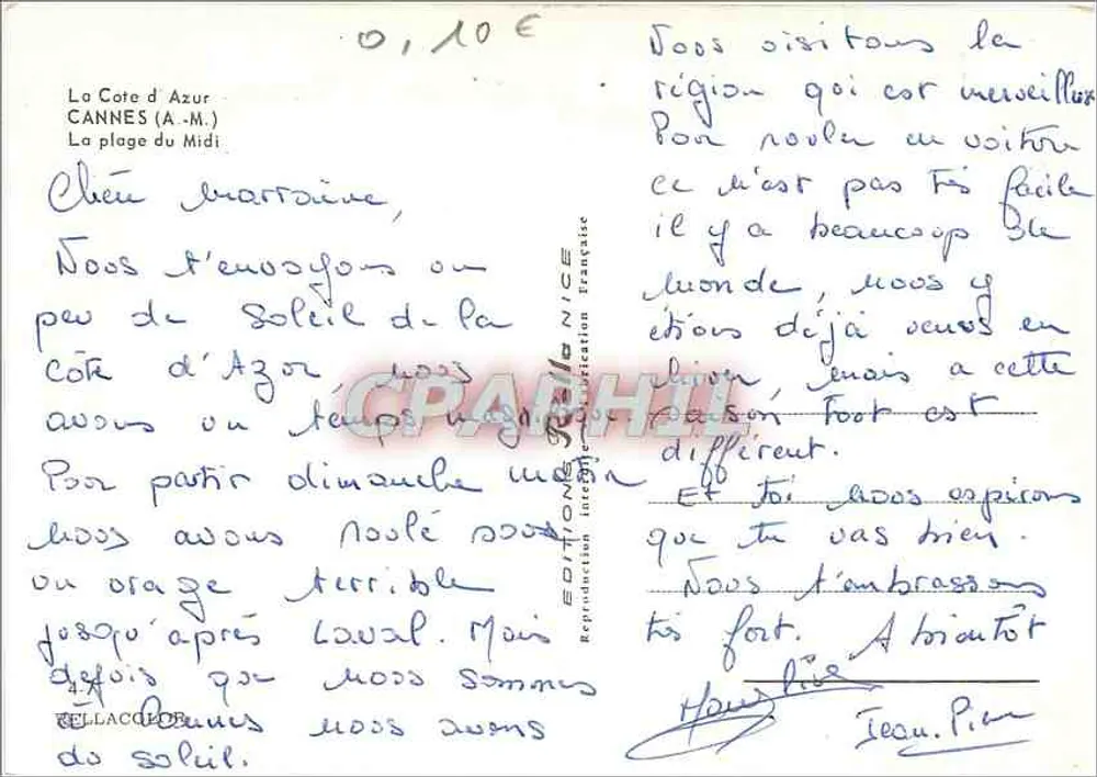 Cannes - La spiaggia del Mezzogiorno — Éditions Nice - Verso