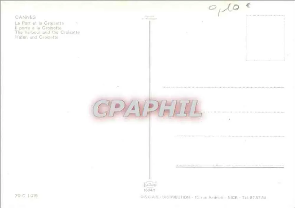 Cannes — O Porto e a Croisette — O.S.C.A.R. DISTRIBUTION, Nice - Verso