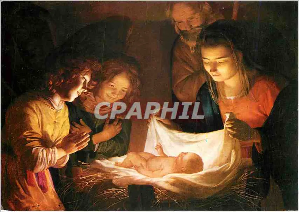 Adoração do Menino Jesus — Gherardo Delle Notti (Gherardo Honhorst, conhecido como) — Galleria degli Uffizi, Florença - Frente