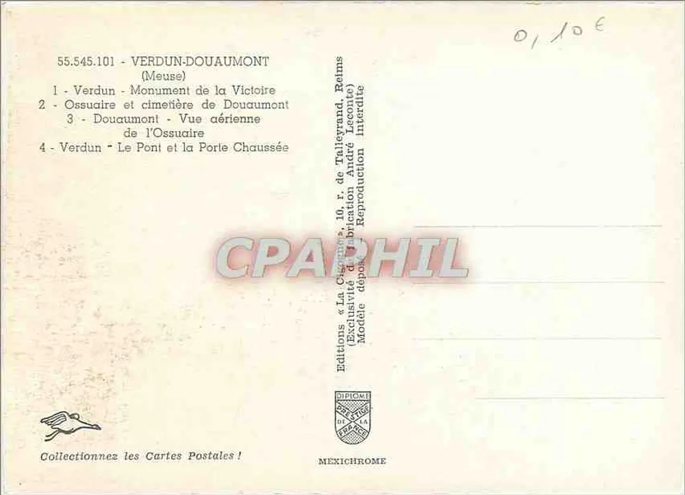 Verdun — Douaumont — Vista aérea — Éditions Diplôme - Verso