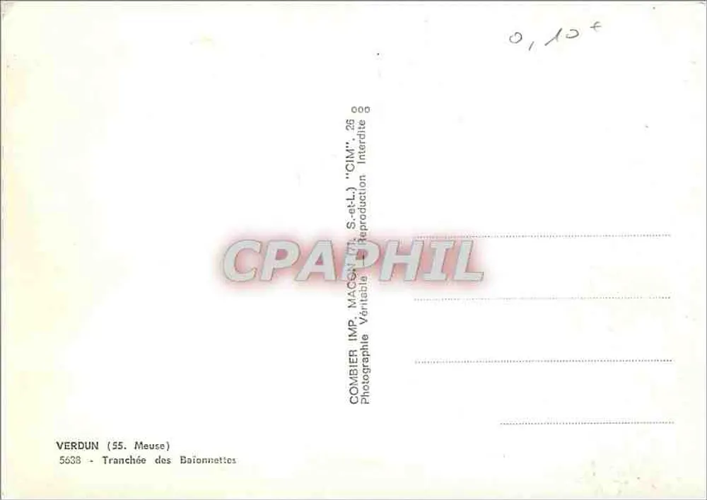 Verdun (55. Meuse) — Trincheira das Baionetas — IMP. COMBIBIER 'CIM' - Verso