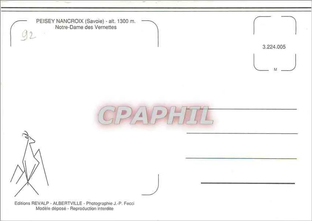 Peisey Nancroix — Notre-Dame des Vernettes — Editions REVALP-ALBERTVILLE - Rückseite