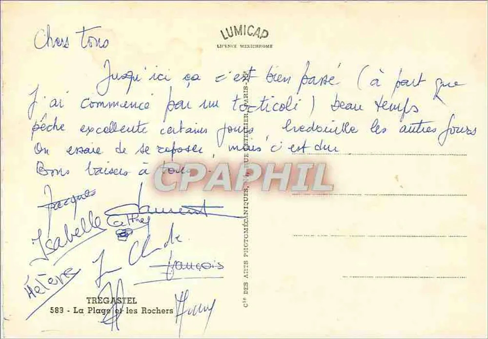 A Praia e os Rochos — Tregastel — Lumicad - Verso