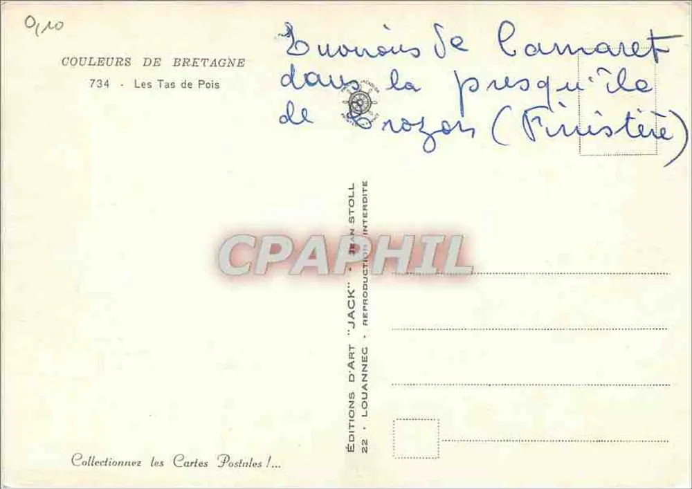 Les Tas de Pois — Finistère — Edições de Arte 'Jack' n°734 - Verso