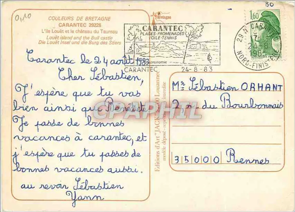 Isola Louët — faro e castello del Taureau — Edizioni d'Arte 'Jack' n°29226 - Verso
