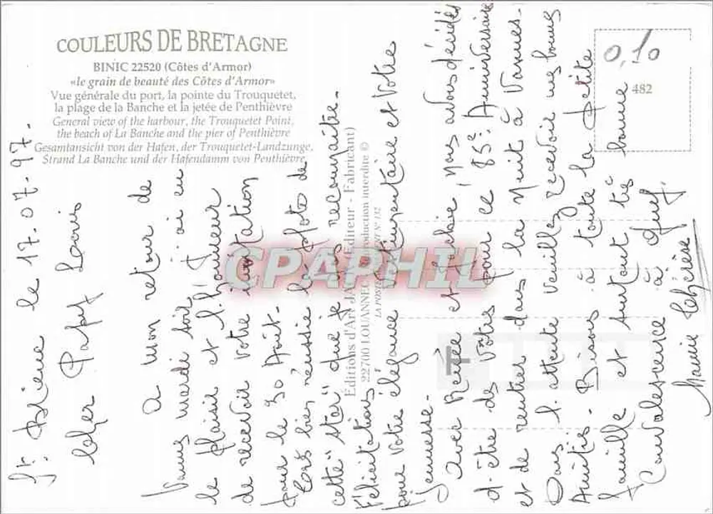 Binic — O grão de beleza das Costas da Armor — Edições d'Anjou - Verso