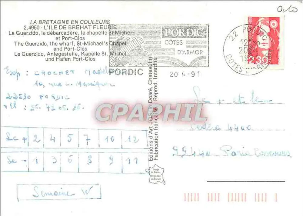 A ILHA DE BRÉHAT — FLEURIE — Edições d'Art Déaré, Chateaufort - Verso