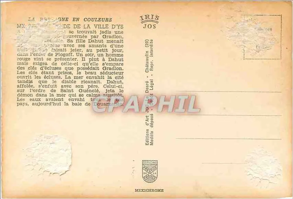 Lenda da cidade de Ys — Edições d'Art Iris Jos - Verso