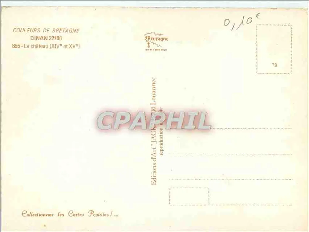 Castelo de Dinan — XIV e XV séculos — Éditions d'Art 'Jack' Louannec - Verso