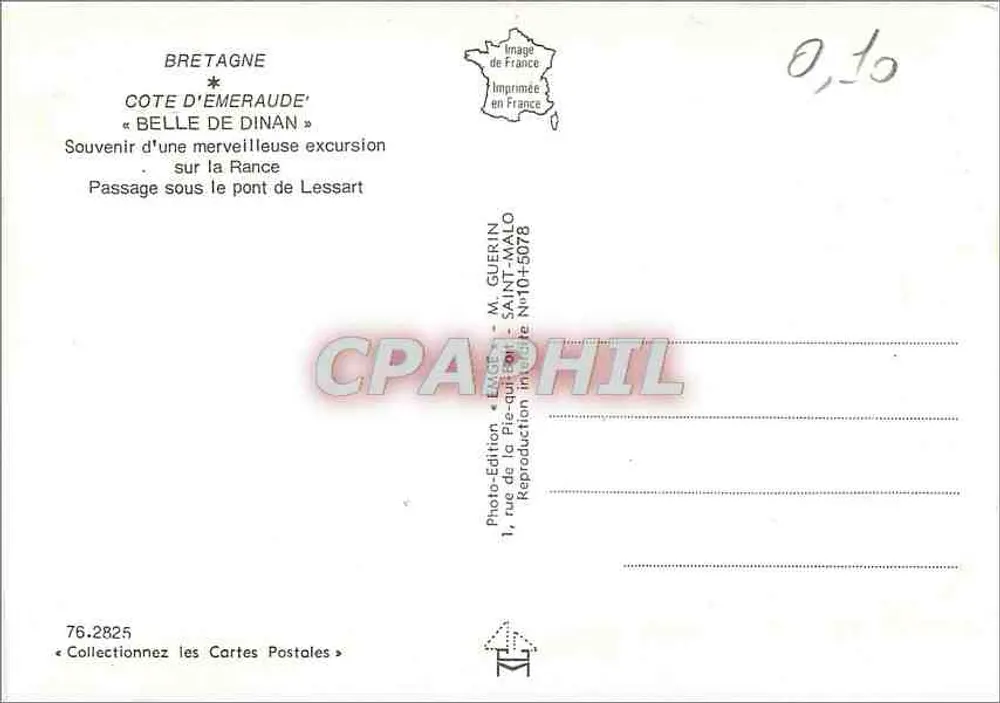 Passagem sob o ponte de Lessart — Bretanha — Editor Emgé, n°76.2825 - Verso