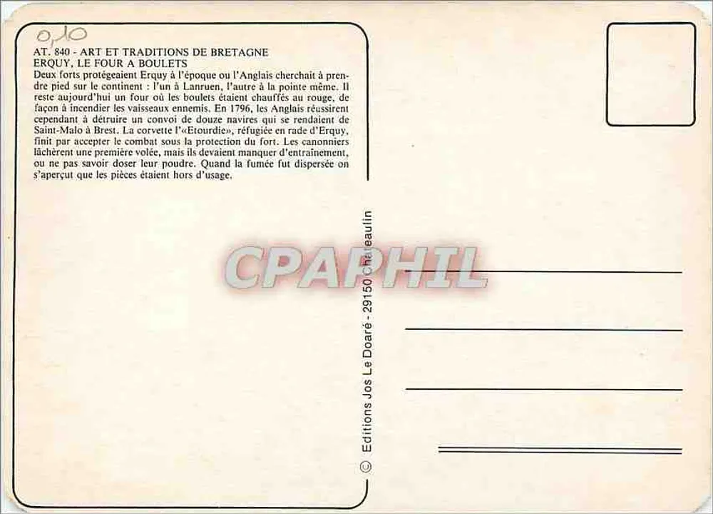 Erquy - O forno de bolas de fogo — Edições Jos La Doare - Verso