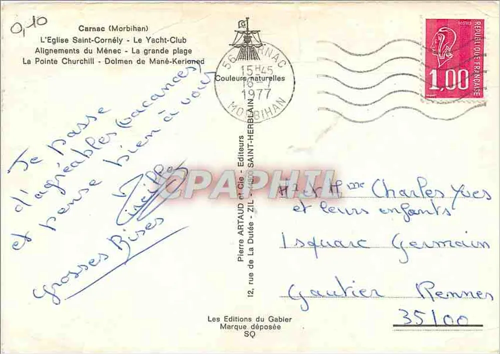 Carnac — Alinhamentos de menhirs, praia, igreja — Éditions du Gabier - Verso