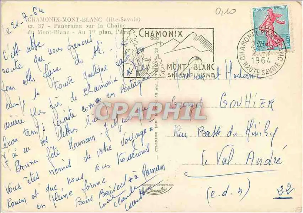 Chamonix-Mont-Blanc — Panorama über die Mont-Blanc-Kette — Verlag Cim - Rückseite