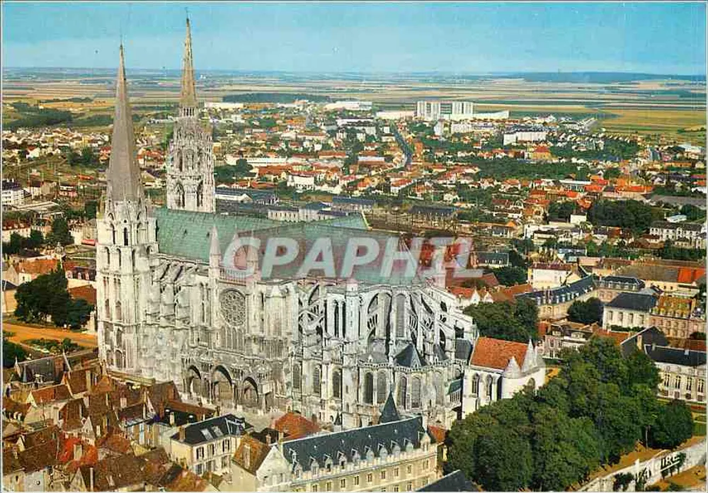 Chartres — Kathedrale (12. Jahrhundert), Aufnahme von oben — Éditions LECOMTE - Vorderseite