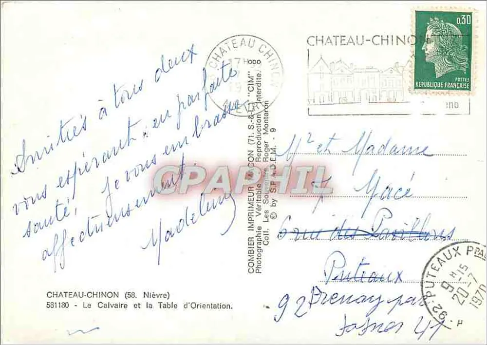 Der Calvarienberg und die Orientierungstafel — Château-Chinon (58, Nièvre) — Drucker CIM - Rückseite