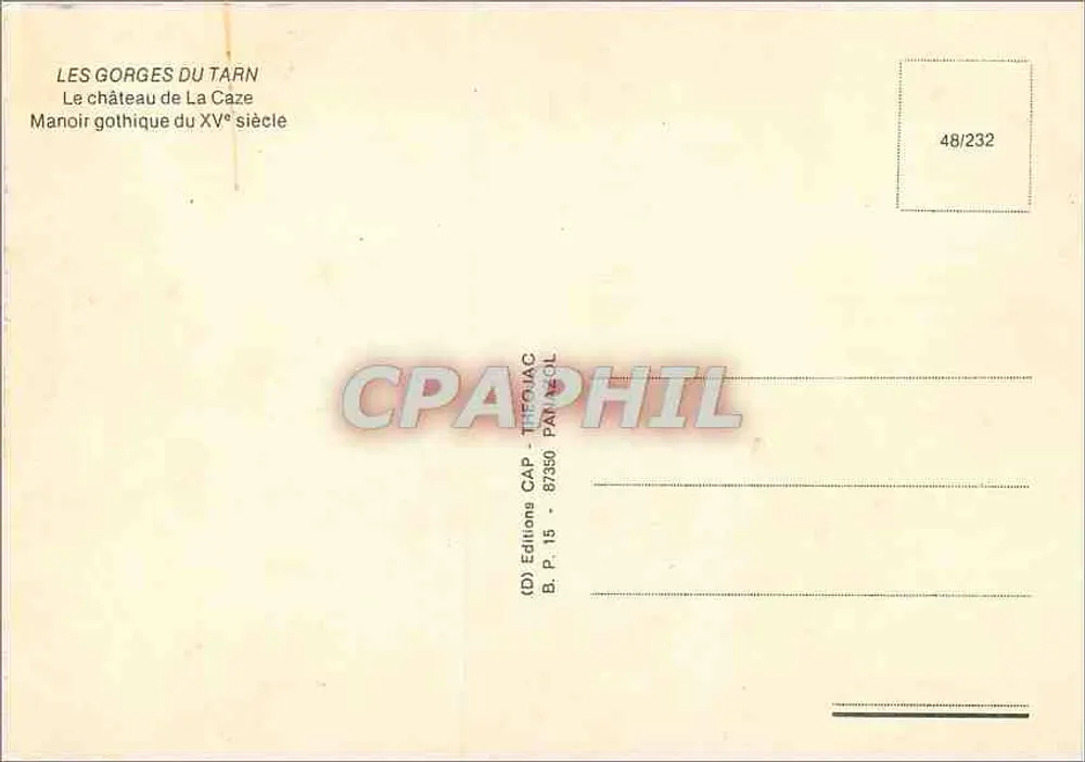 Les Gorges du Tarn — Le château de La Caze — Éditions CAP - Thérouanne - Verso