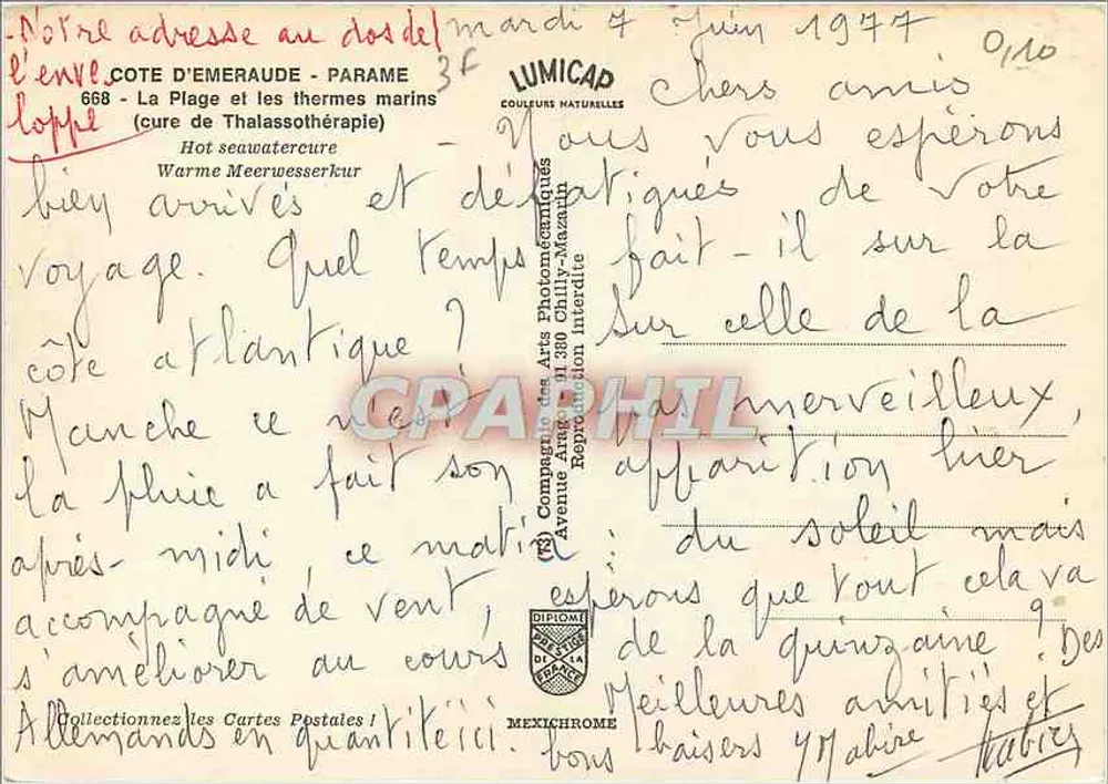 Côte d'Émeraude - Parame — Strand und Meerbad — Lumicap - Rückseite