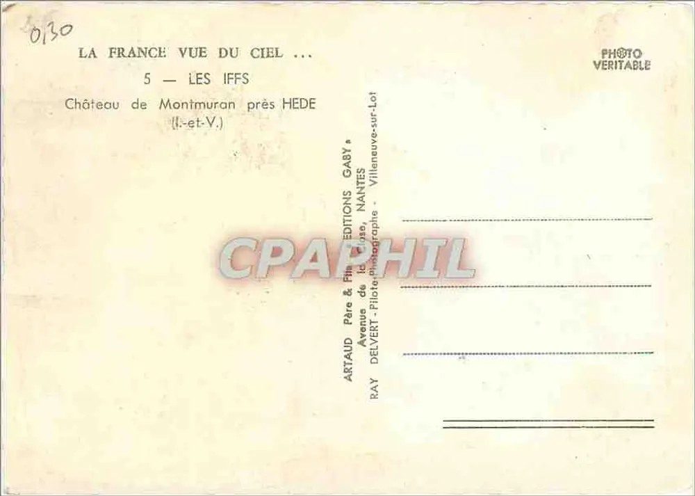 Castelo de Montmurian — perto de Héde (Ille-et-V.) — Editor Gaby, Nantes - Verso