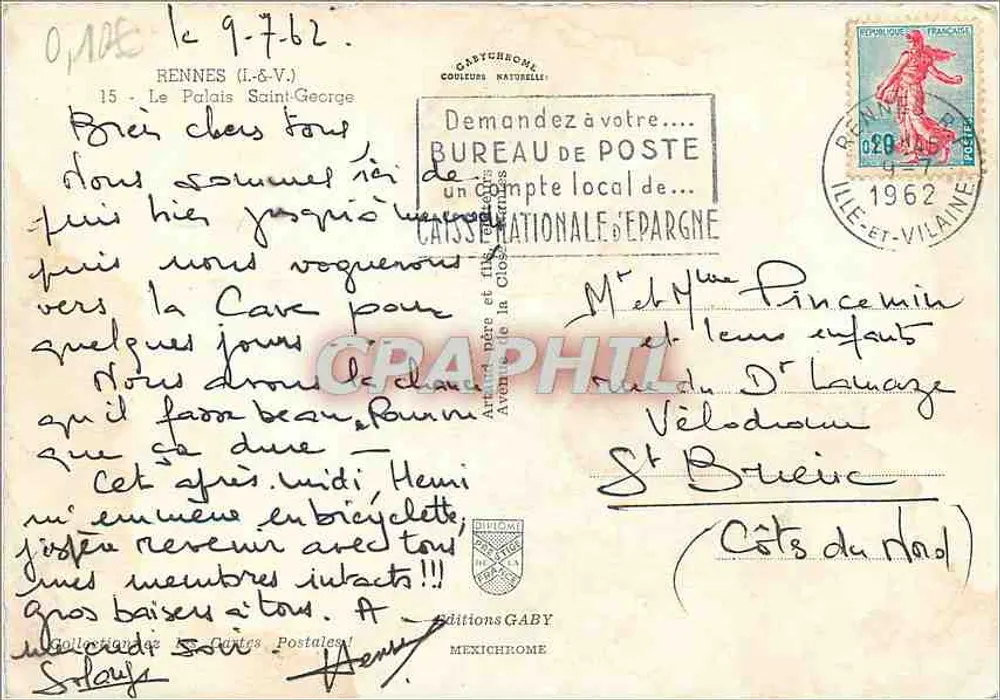 O Palácio Saint-George em Rennes — editor Gaby, Mexichrome - Verso