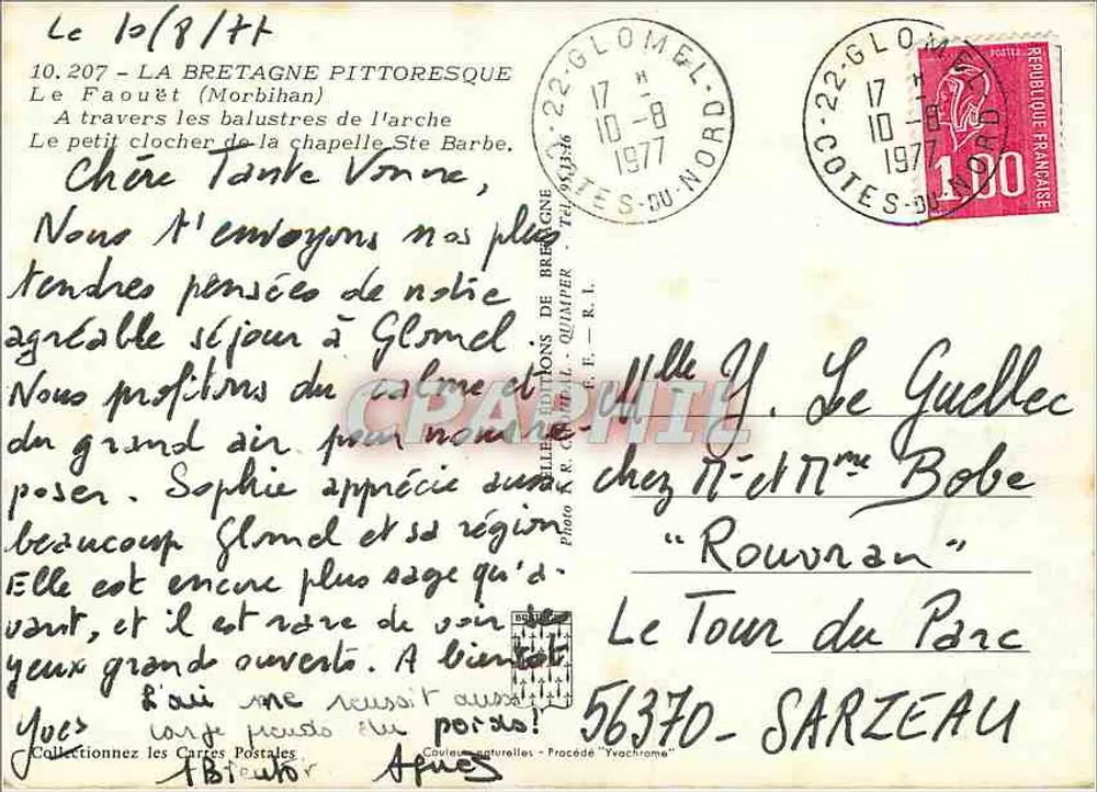 Le Faouët (Morbihan) — O pequeno campanário da capela Sainte-Barbe — Éditions R.C. Quimper - Verso