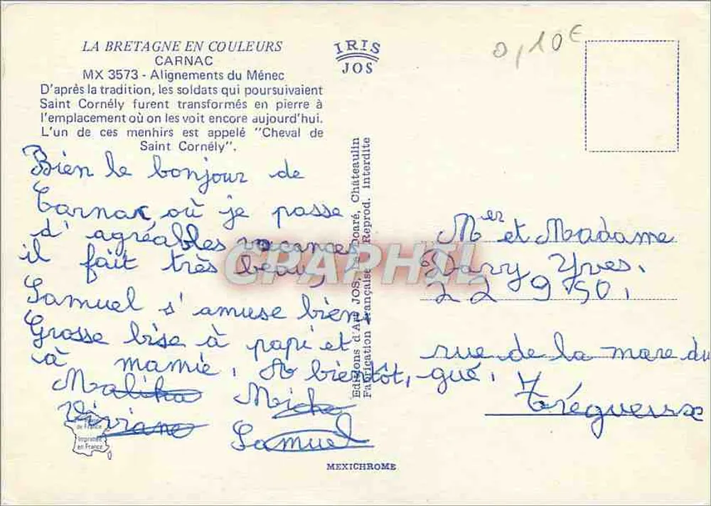 O Cavalo de Saint Cornély — Alinhamentos do Ménech — Edição IRIS JOS - Verso