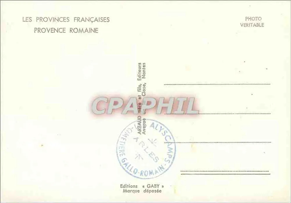 A Provença Romana — Carta postal ilustrada — Edições Gaby, Nantes - Verso