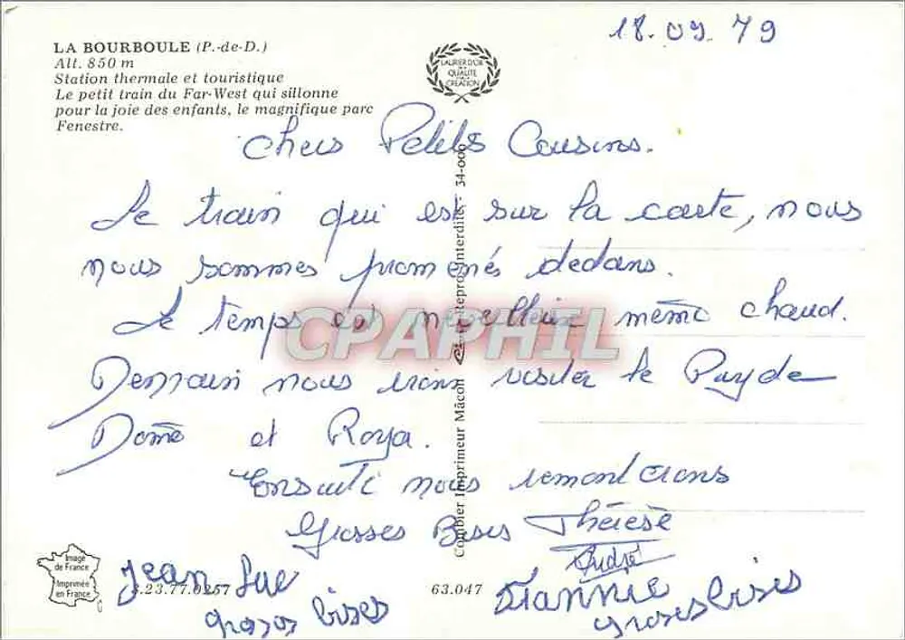 La Bourboule (P.-de-D.) — Thermal- und Touriststation — Drucker Mâcon - Rückseite