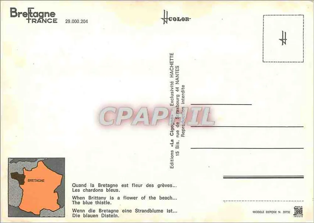 Bretonische Bucht — Disteln und Dünen — Éditions «La Cigogne» - Rückseite