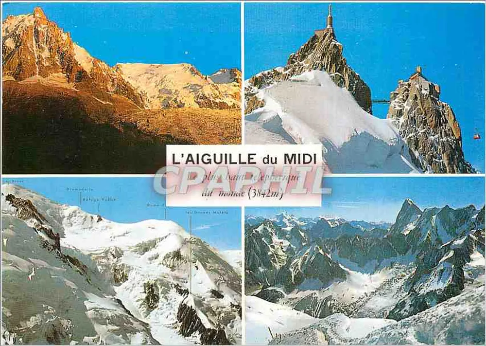 A Aiguille du Midi — montanha mais alta do mundo (3842m) — Edições Jansol, Chamonix - Frente