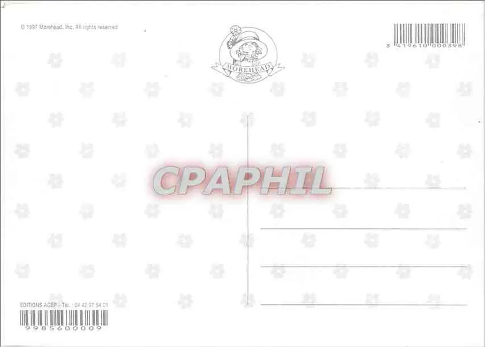 Menina tocando flauta com um gatinho — Aniversário — Morehead Inc. n°5419610000390 - Verso