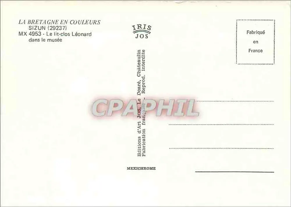 Lit-clos Léonard — Sizun (29237) — Éditions d'Art Jos - Verso