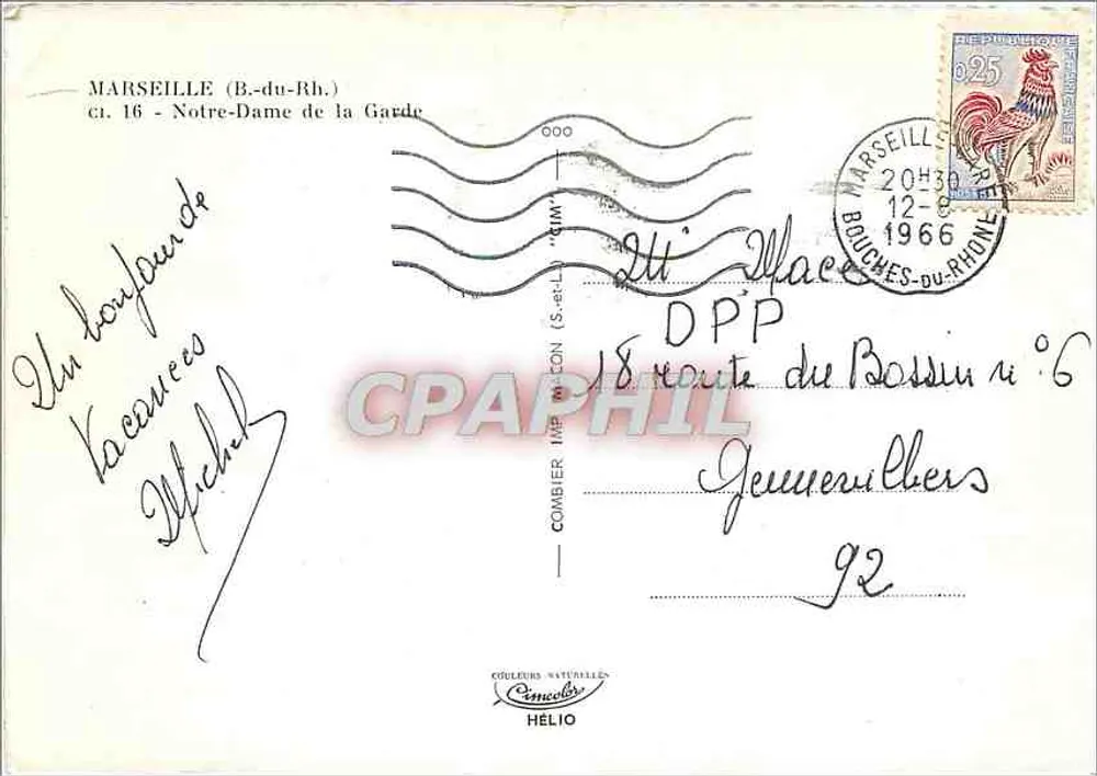 Notre-Dame de la Garde — Marselha — editor Combiér Hélios - Verso
