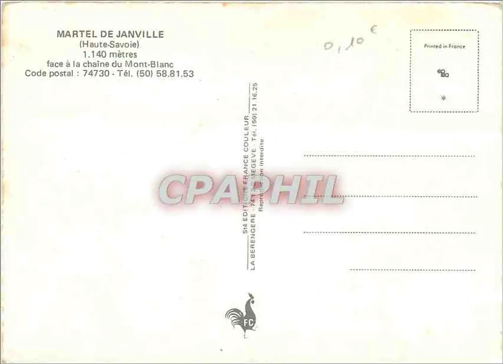 Martel de Janville — di fronte alla catena del Mont-Blanc — editore La Berengere, serie 54 - Verso