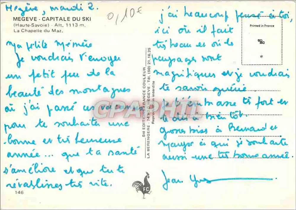 Mégeve - Die Kapelle des Maz - Verlag: SIE Éditions France Couleur, Nr. 146 - Rückseite