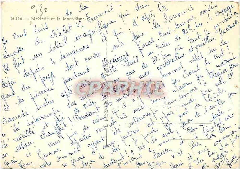 Mégeve e o Mont-Blanco — vista de inverno — editor G.116 - Verso