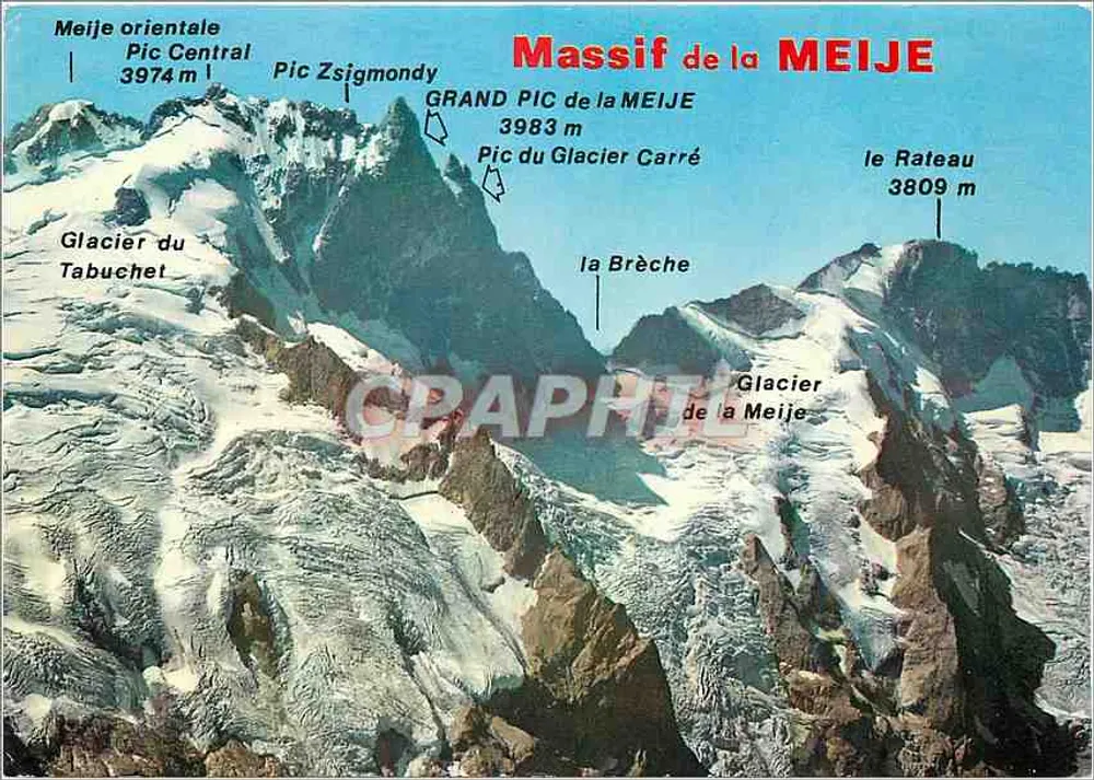 Massif da MEIJE — Vista aérea dos picos e glaciares — Edição J. CELLARD - Frente