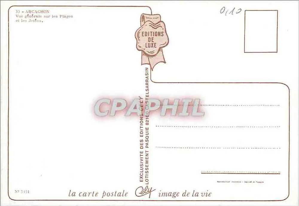 Arcachon — Vista geral das praias e dos domos — Edições de Luxe - Verso