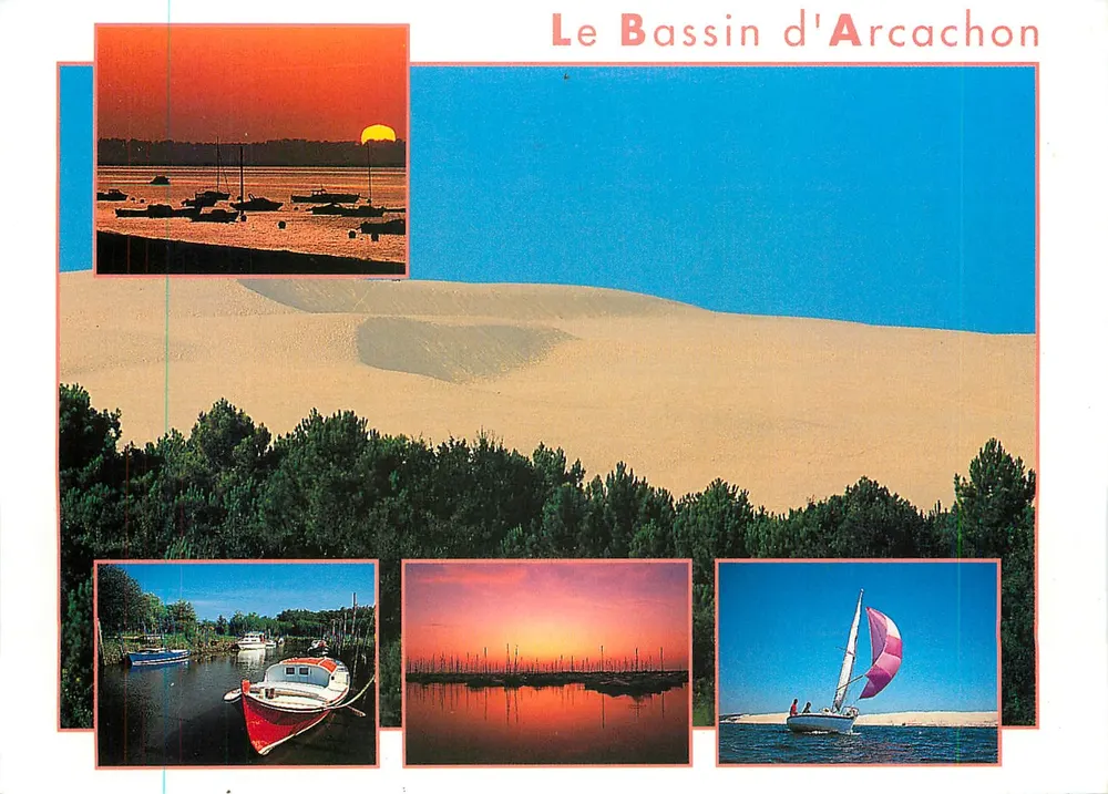 O Bassin d'Arcachon — vista panorâmica com dunas e barcos — Foto Le Lann - Frente