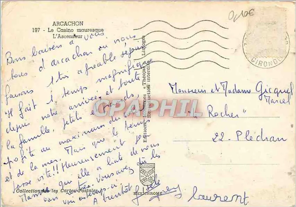 O Casino mauresco — A Elevador — Edições Théophile Lintage - Verso