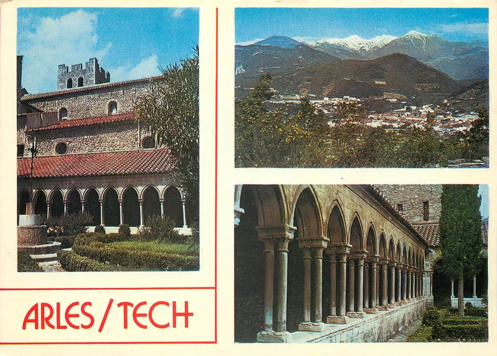 Arles-sur-Tech — vista do mosteiro e do paisagem montanhosa — - Frente